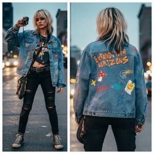 Brooklyn Clothing M 90s Y2K Grunge Indie Sleeze Streetwear Unisex Jean Jacket